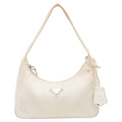 Vintage Prada White Nylon Mini Re-Edition 2000 Shoulder Bag