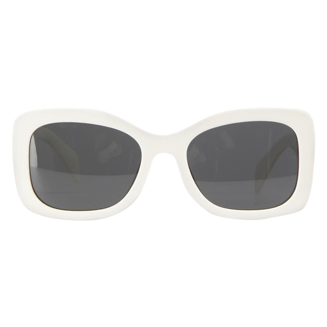 Gafas de sol Prada con montura cuadrada ovalada blanca