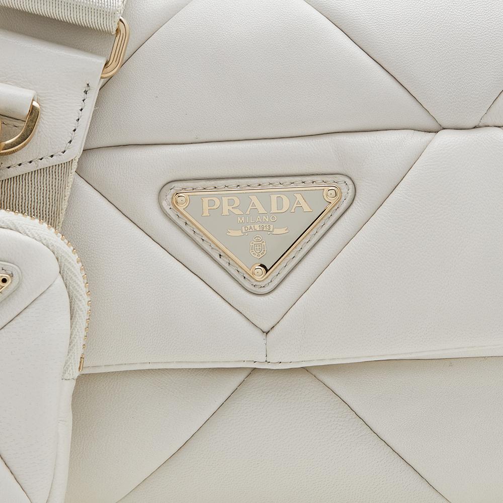 Prada White Patchwork Leather System Crossbody Bag In Good Condition In Dubai, Al Qouz 2