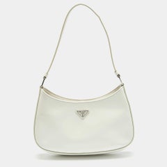 Prada White Patent Leather Cleo Shoulder Bag