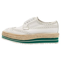 Prada White Patent Leather Derby Sneakers Size 36