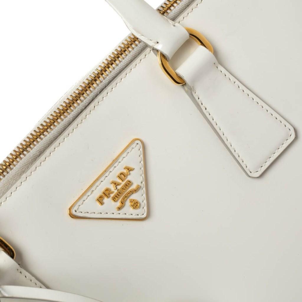 Prada White Patent Leather Large Promenade Satchel 6