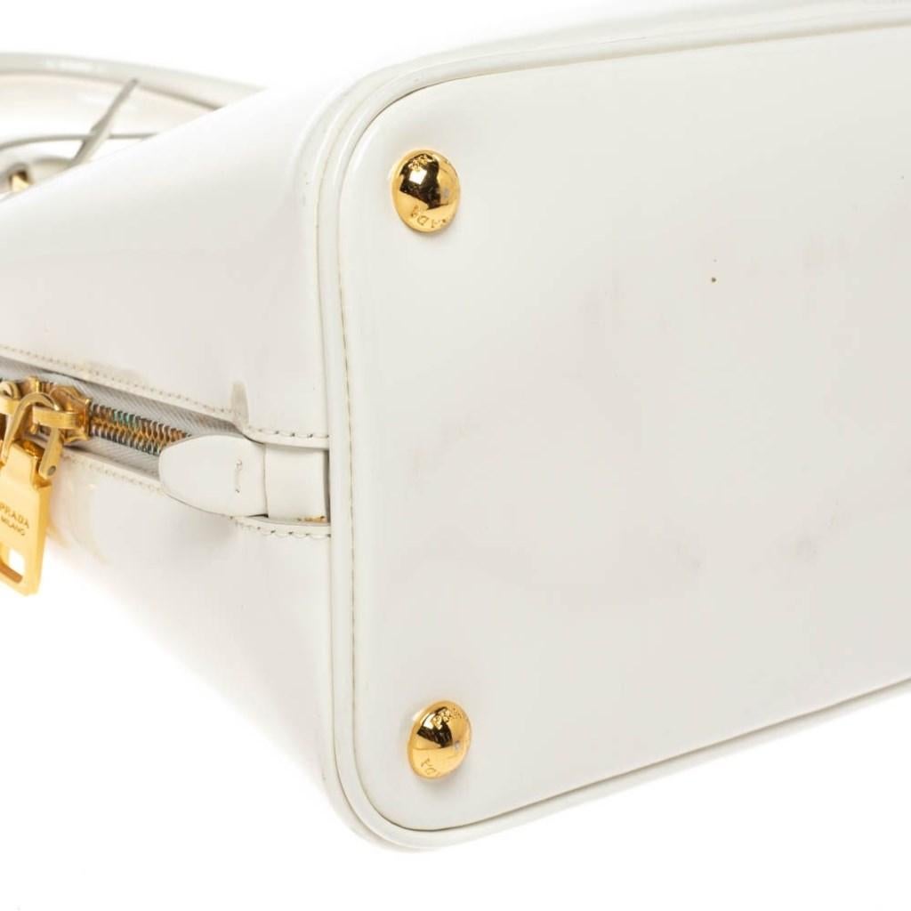 Prada White Patent Leather Large Promenade Satchel 7