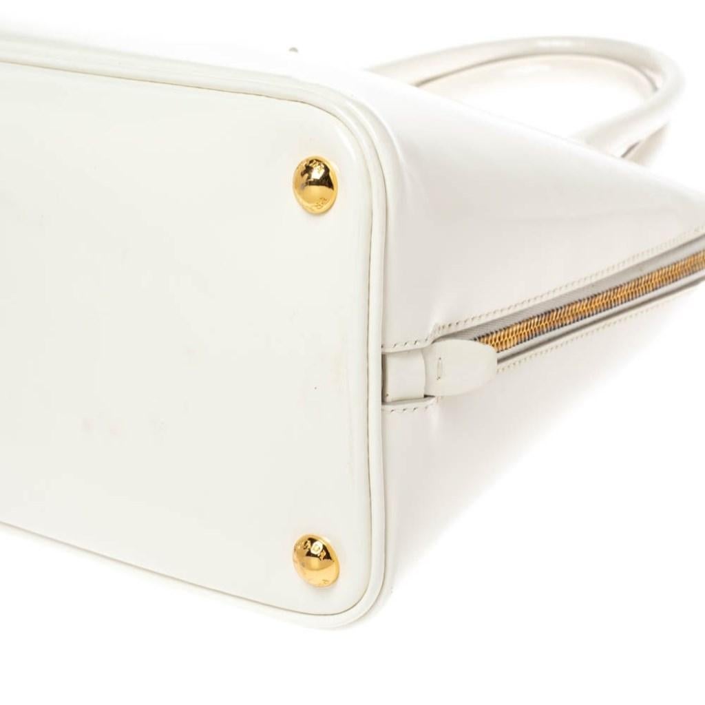 Prada White Patent Leather Large Promenade Satchel 5
