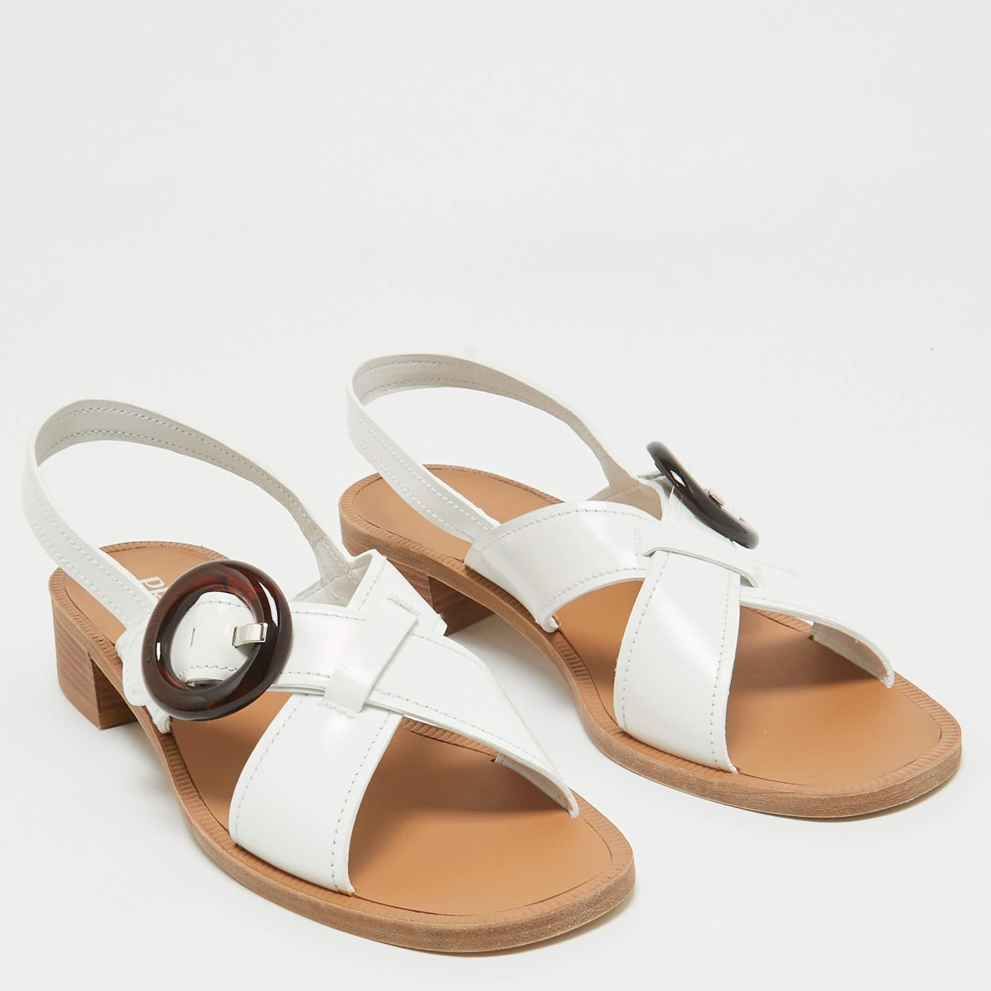Women's Prada White Patent Leather Slingback Sandals 41