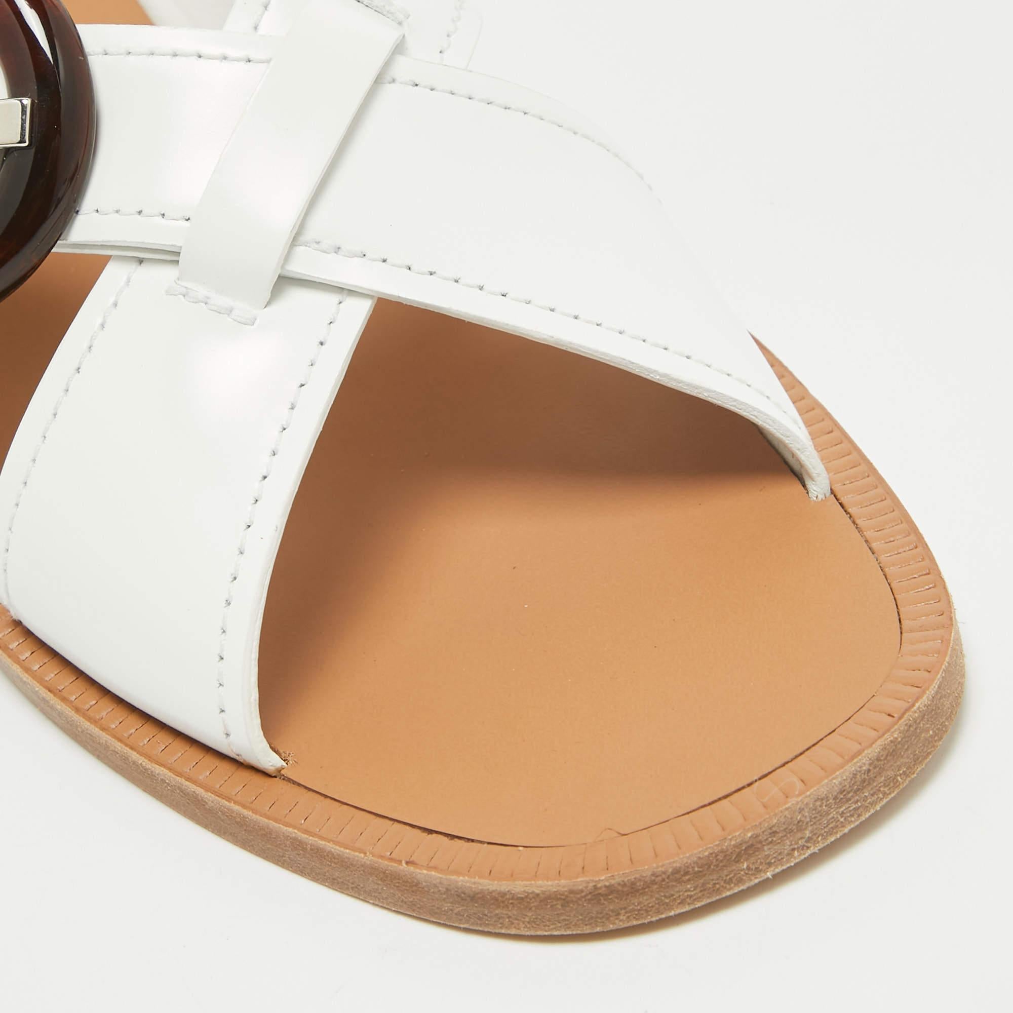 Prada White Patent Leather Slingback Sandals 41 3