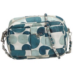 Prada White Polka Dot Nylon Chain Crossbody Bag