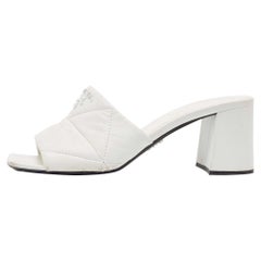 Prada White Quilted Leather Slide Sandals Size 38