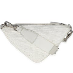 Prada White Raffia Effect Crochet Triangle Shoulder Bag