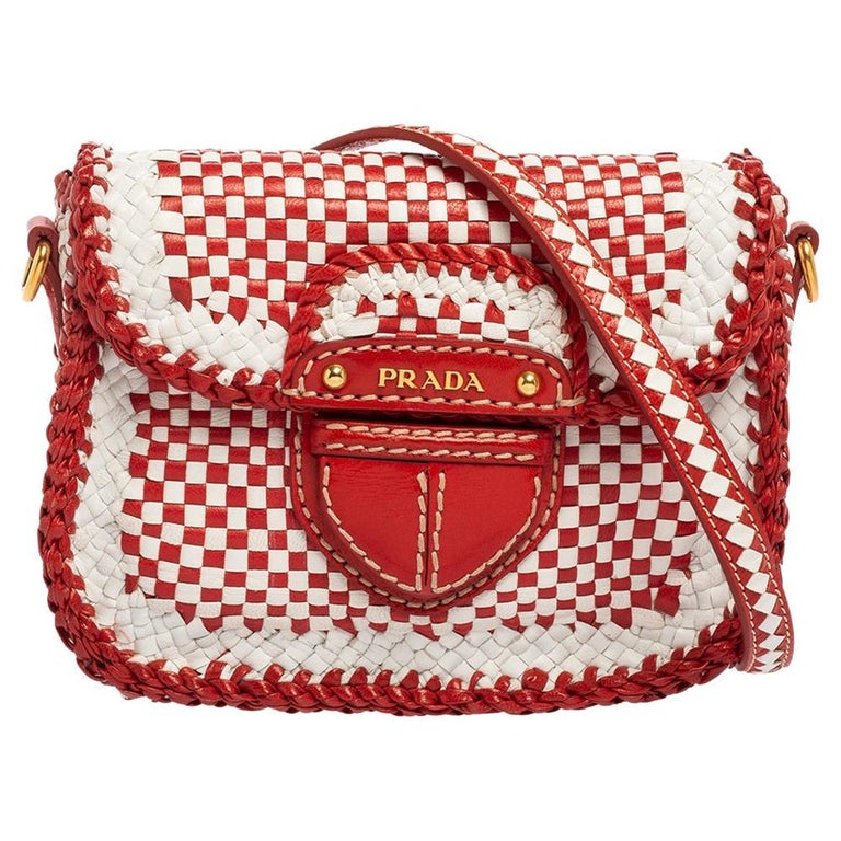 Prada White/Red Leather Madras Crossbody Bag at 1stDibs  prada madras bag, prada  madras crossbody bag, madras red bag