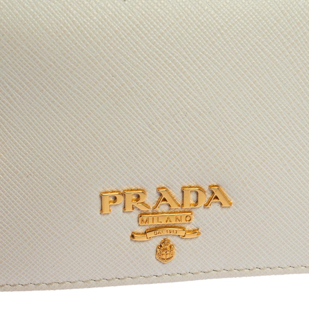 Prada White Saffiano Leather Bifold Wallet 6