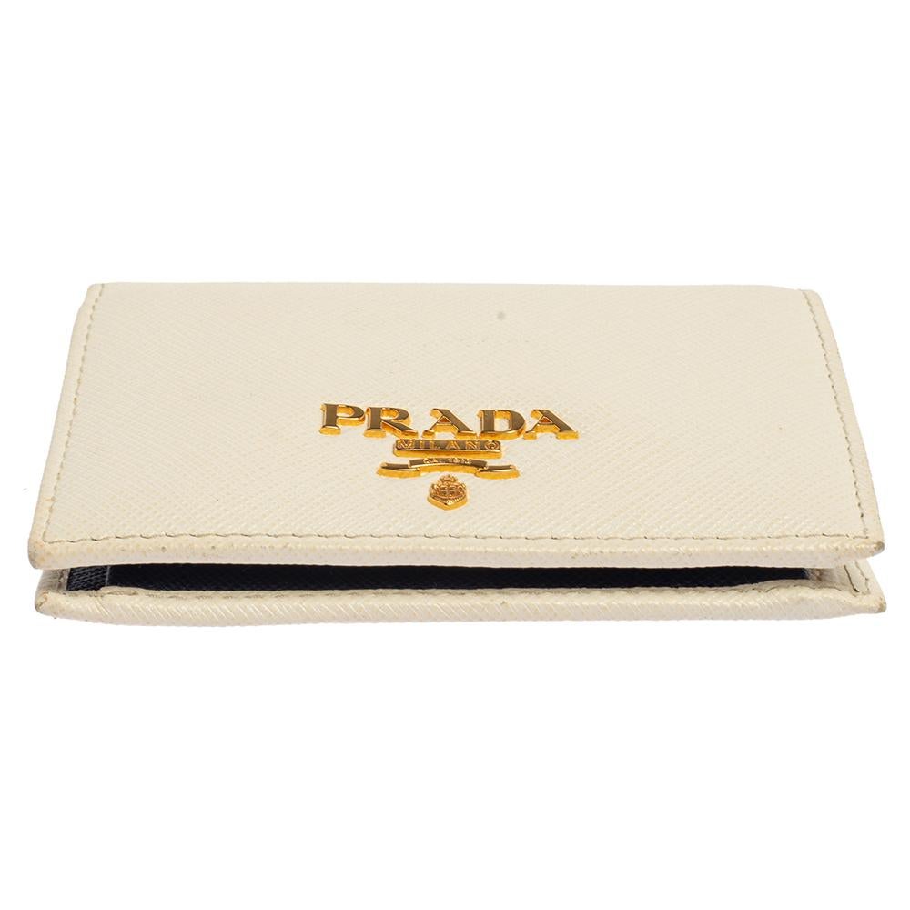 Women's Prada White Saffiano Leather Bifold Wallet