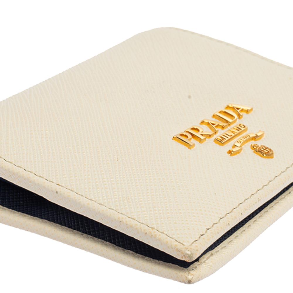 Prada White Saffiano Leather Bifold Wallet 4