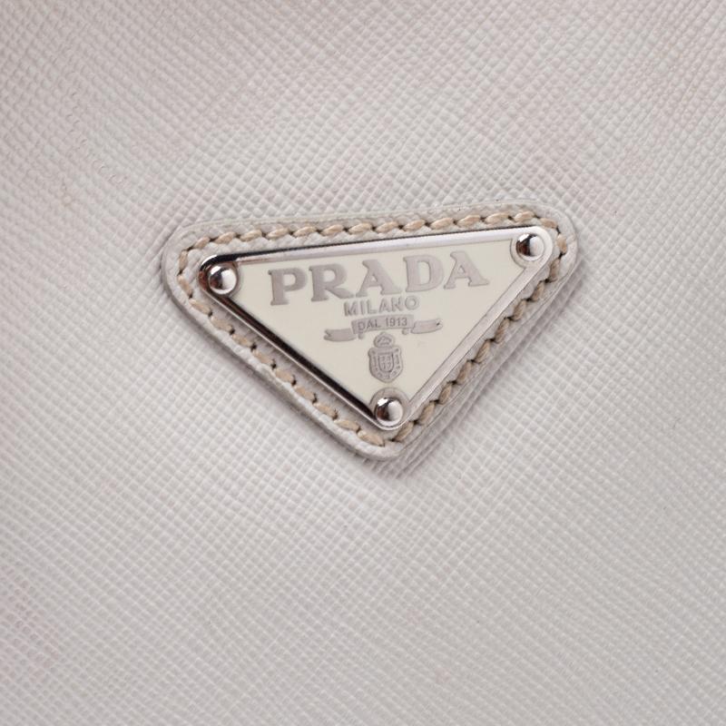 Women's Prada White Saffiano Leather Briefcase