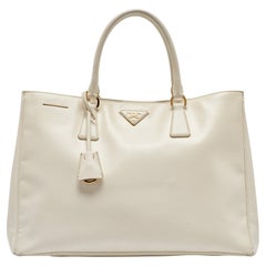 Prada White Saffiano Leather Large Galleria Tote