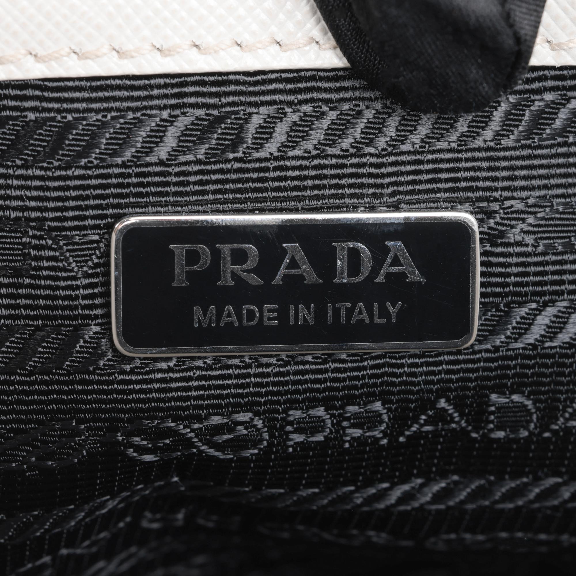 PRADA White Saffiano Leather Mini Galleria Tote 1
