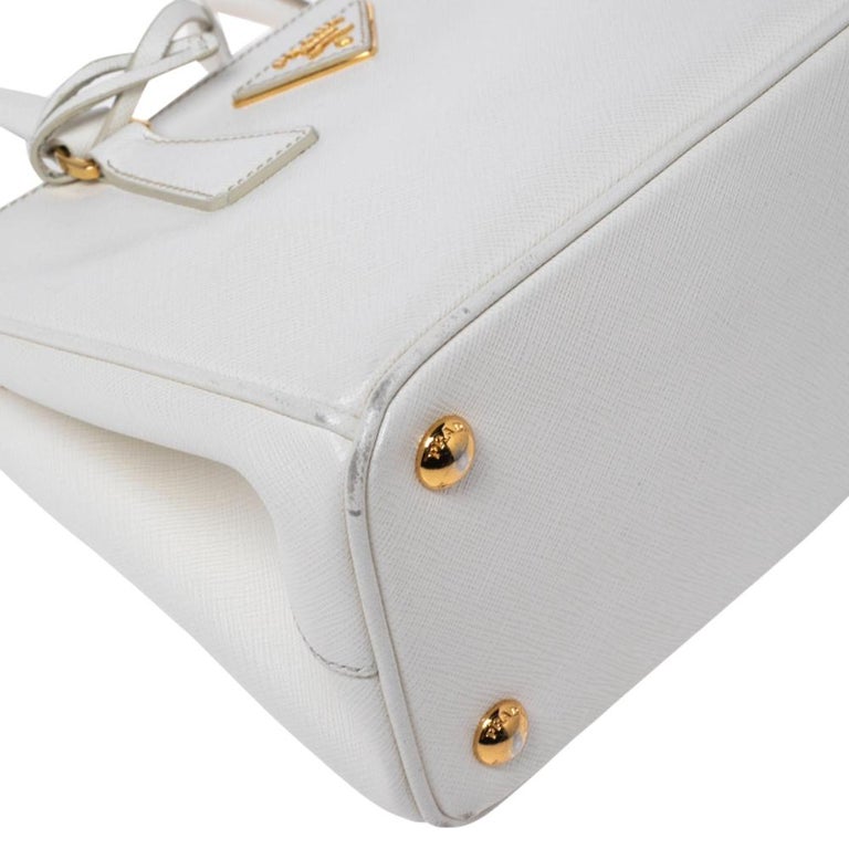 Prada White Saffiano Leather Mini Galleria Tote at 1stDibs