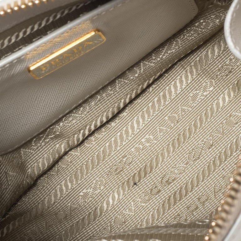 Prada Off White Saffiano Leather Mini Promenade Crossbody Bag at 1stDibs