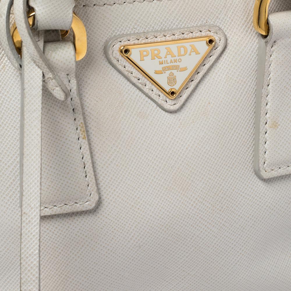 Prada White Saffiano Leather Mini Promenade Crossbody Bag 1