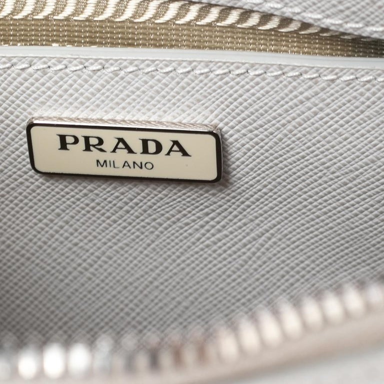 Prada White Saffiano Leather Mini Promenade Crossbody Bag at 1stDibs
