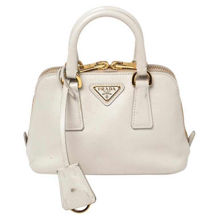 Prada White Saffiano Leather Mini Shoulder Bag at 1stDibs