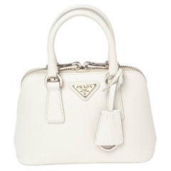 Prada White Saffiano Leather Mini Promenade Crossbody Bag