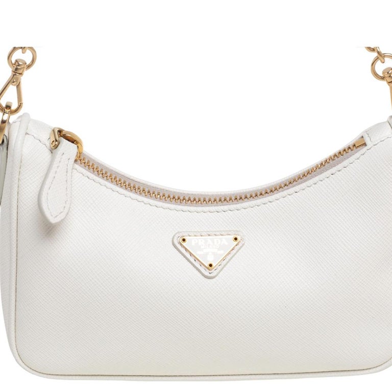 Saffiano leather mini bag Prada White in Leather - 27994734