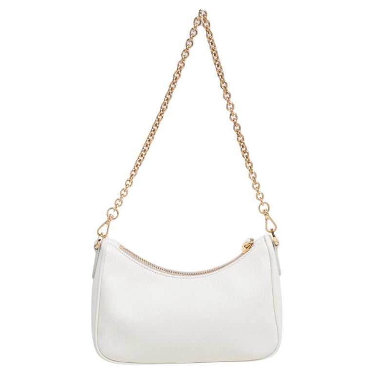 Prada White Saffiano Leather Mini Shoulder Bag at 1stDibs
