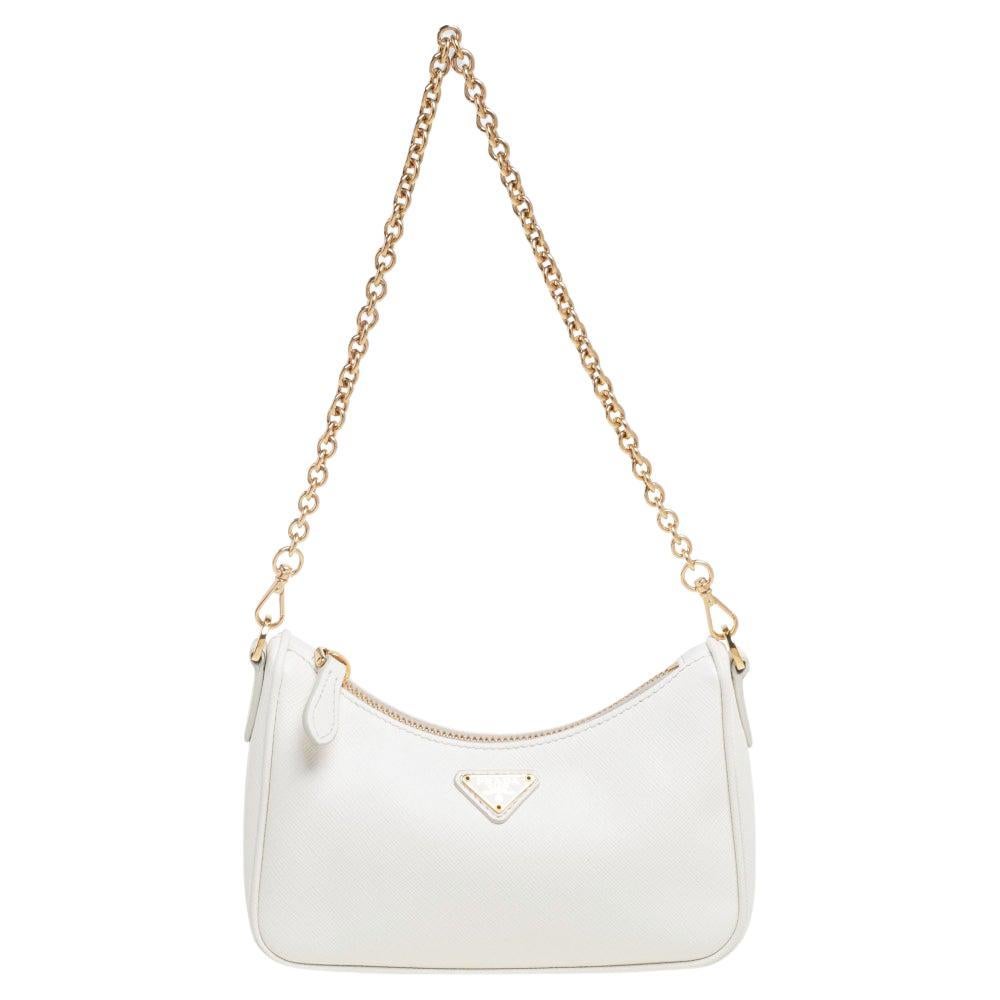 Saffiano leather mini bag Prada White in Leather - 27994734