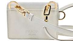 PRADA White Saffiano Lock Heart mini bag