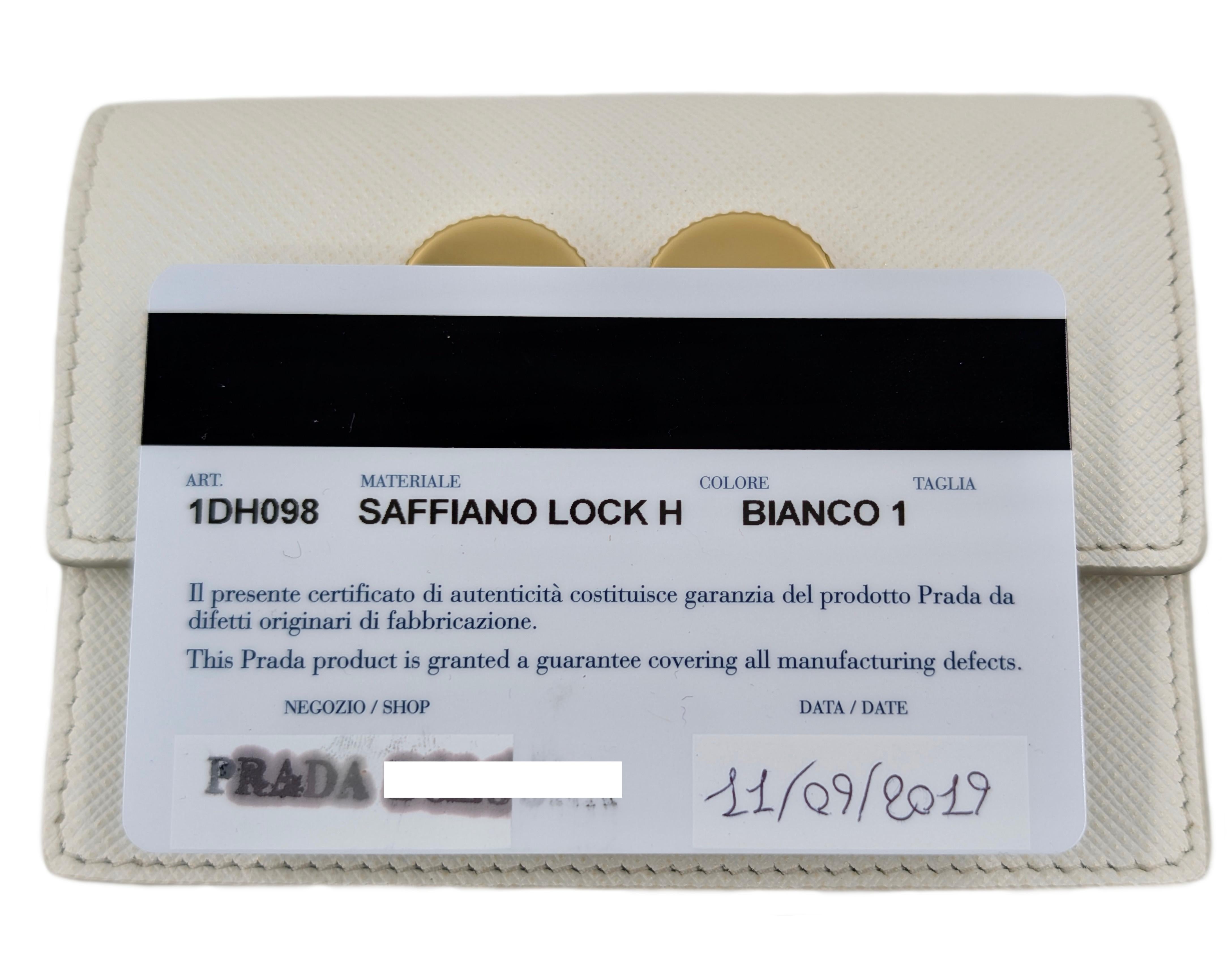 PRADA White Saffiano Lock Heart mini bag For Sale 1