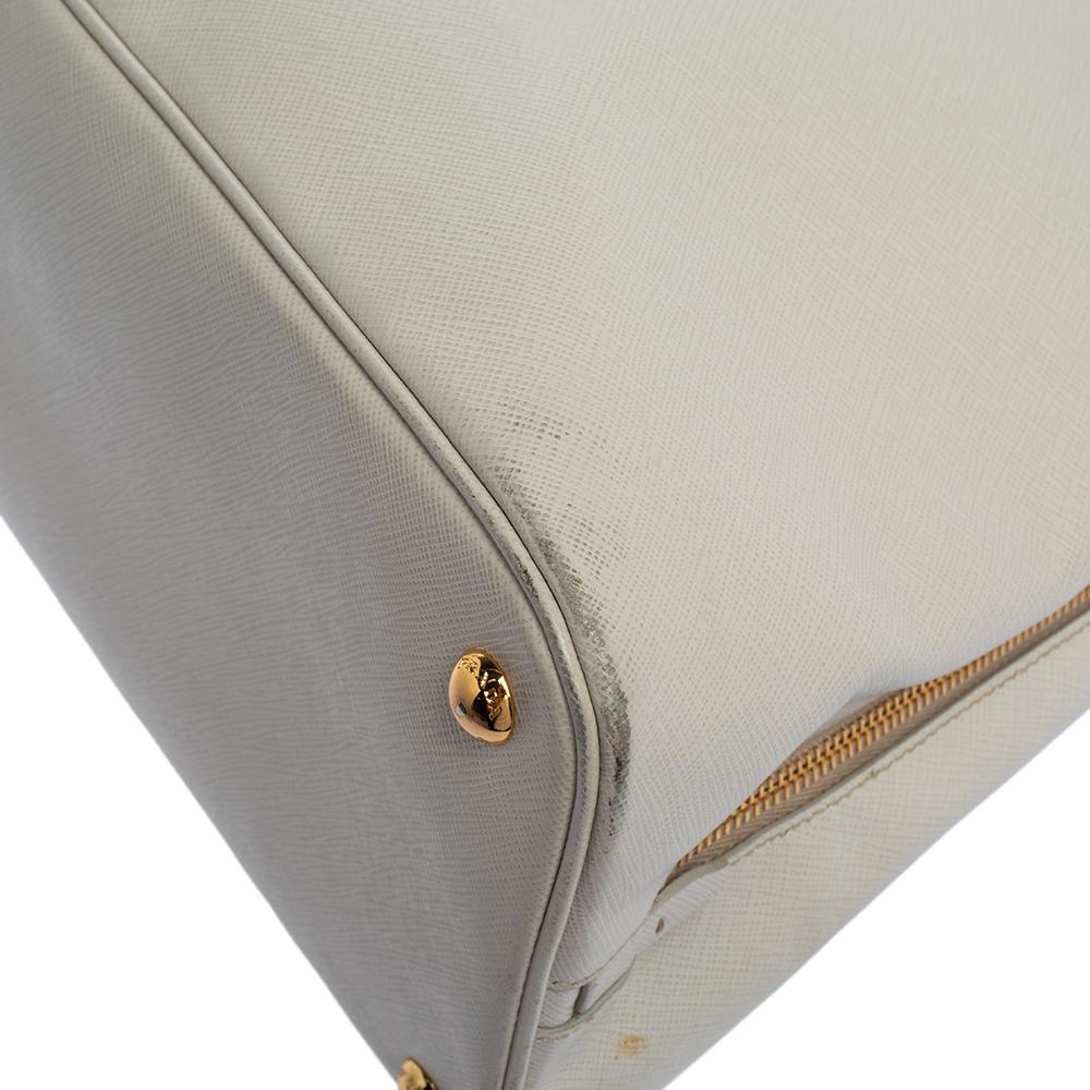 Prada White Saffiano Lux Leather Dome Satchel 2