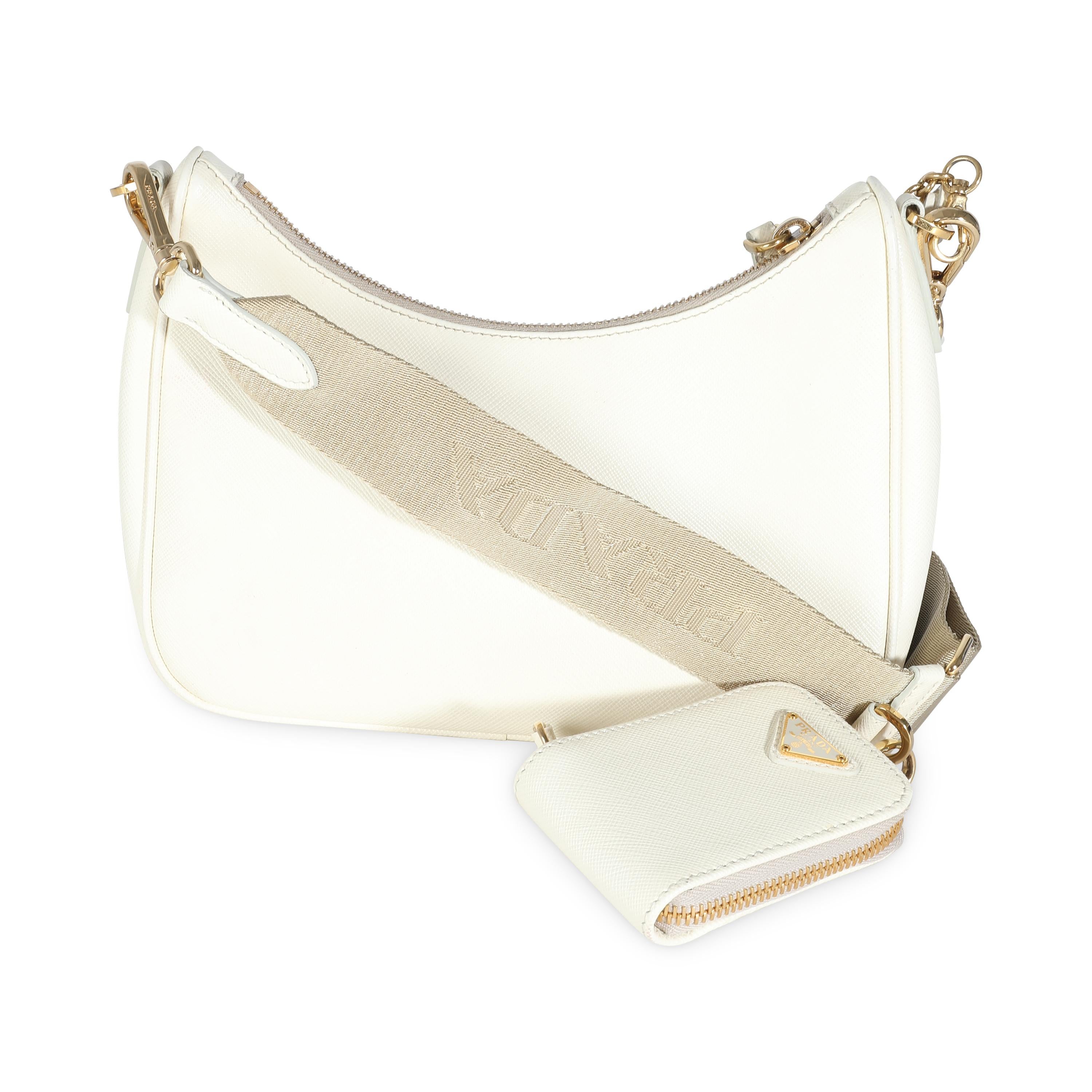 Blanc Sac Saffiano blanc réédition 2005 de Prada en vente