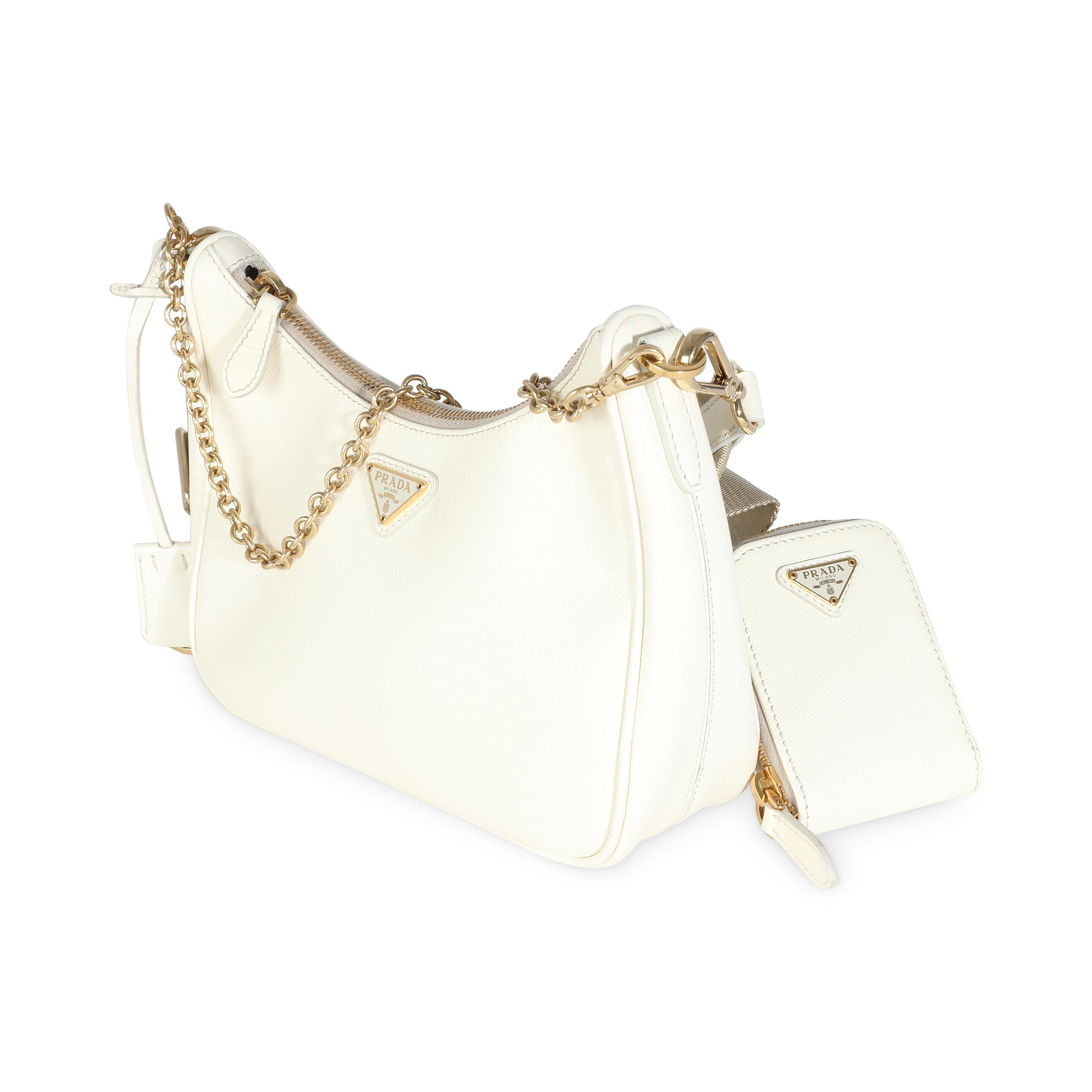 Sac Saffiano blanc réédition 2005 de Prada Excellent état - En vente à New York, NY