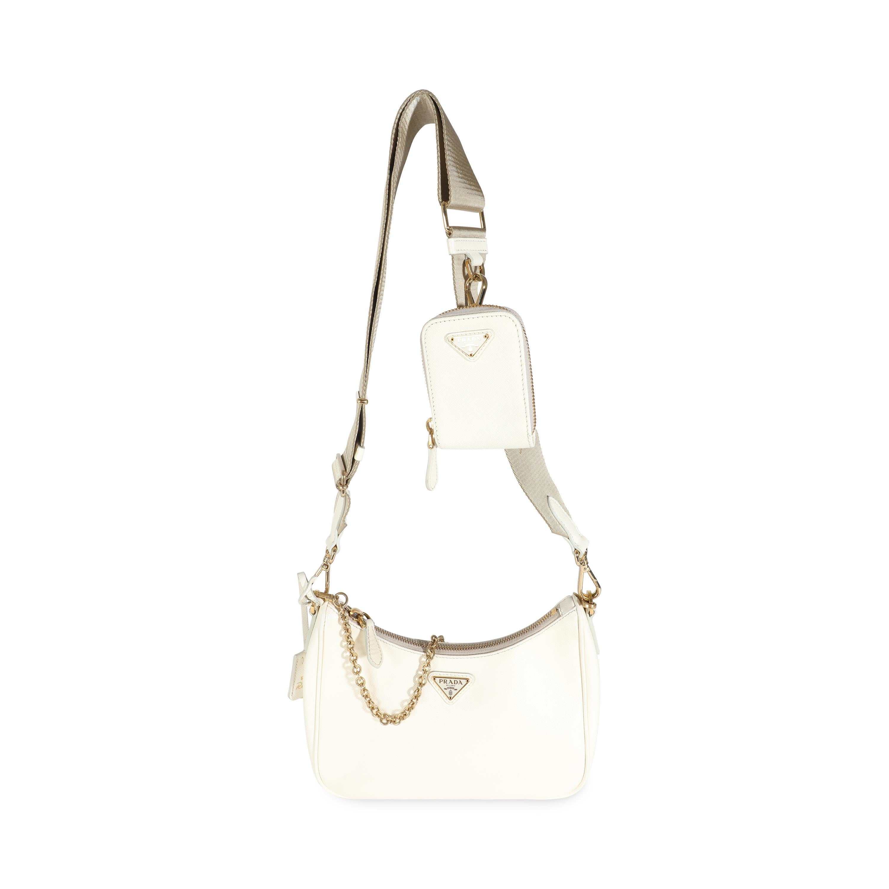 Sac Saffiano blanc réédition 2005 de Prada en vente 1