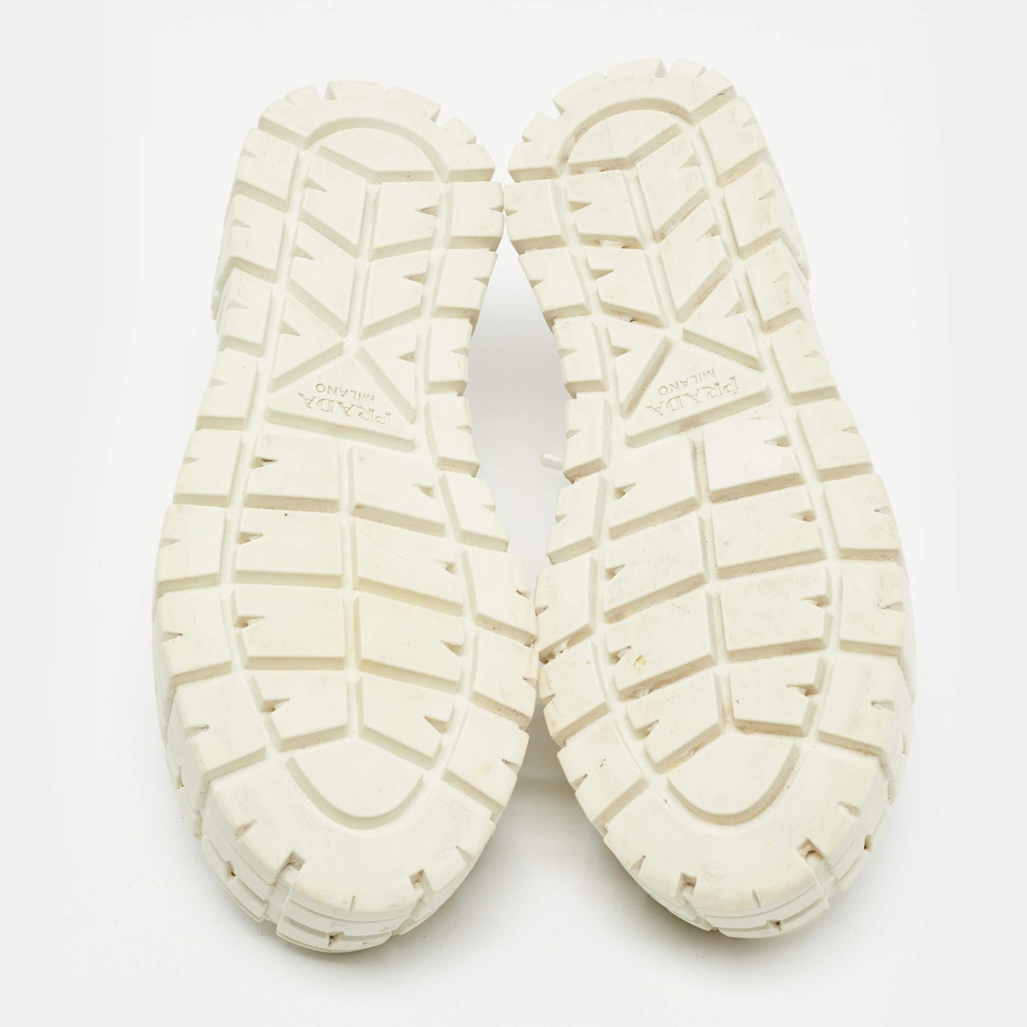 Prada White Sequins Double Wheel Platform Sneakers Size 38 5