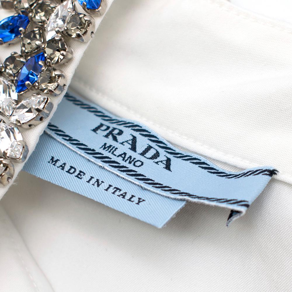 Women's Prada White Sleeveless Top with Crystal Collar S 38
