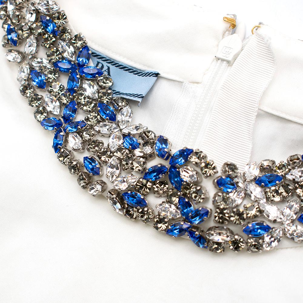Prada White Sleeveless Top with Crystal Collar S 38 1
