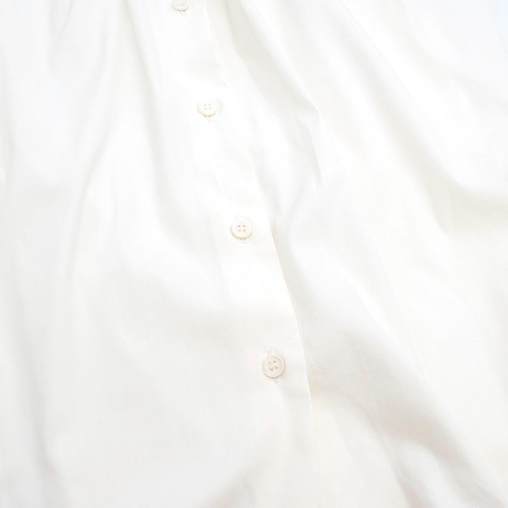 Prada White Smocked-Neck Cotton Poplin Blouse Size US 4 1