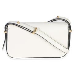 Prada White Smooth Calfskin Triangle Logo Flap Bag