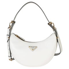 Prada White Soft Calfskin Small Arque Shoulder Bag