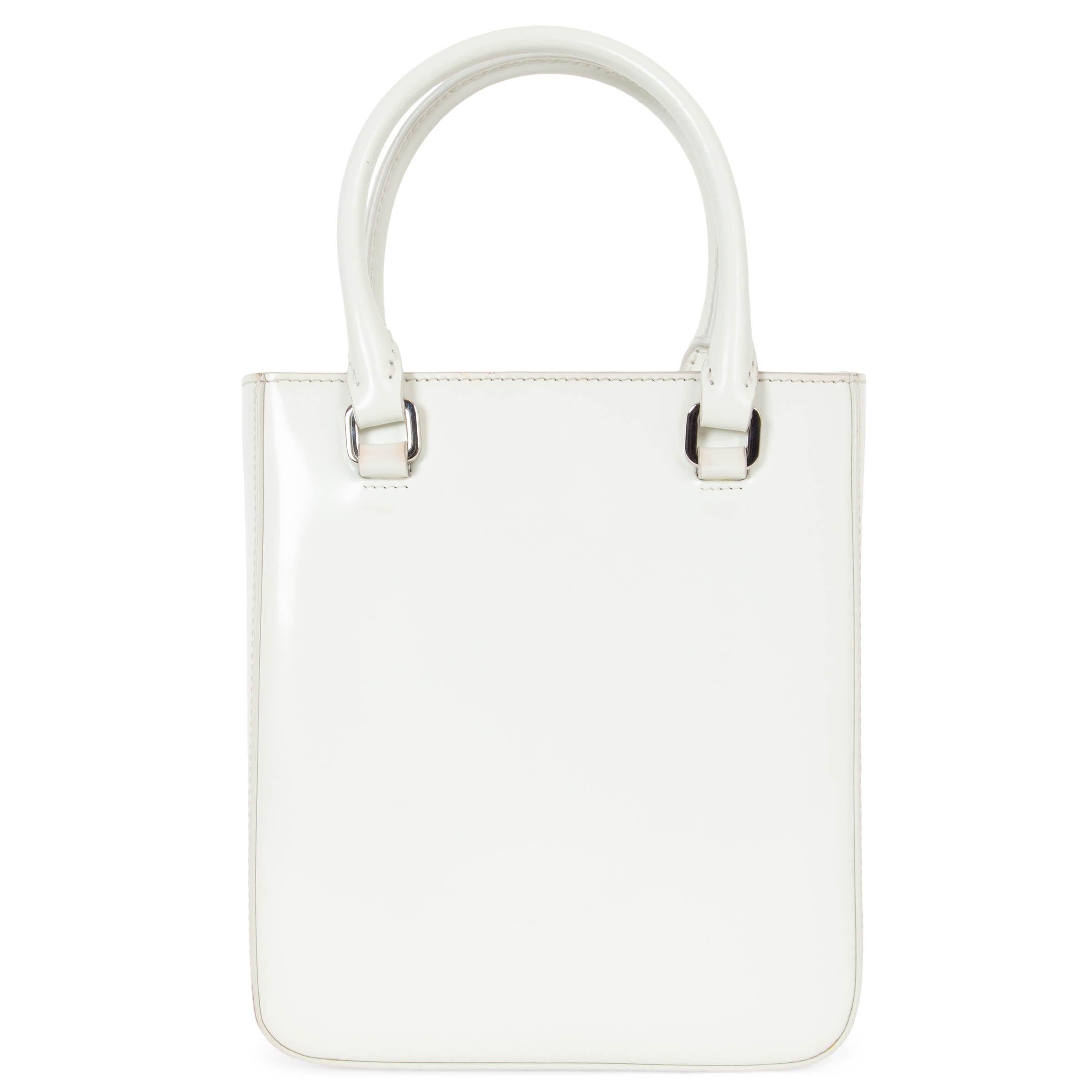 Gray PRADA white Spazzolato leather SMALL BRUSHED TOTE Shoulder Bag For Sale