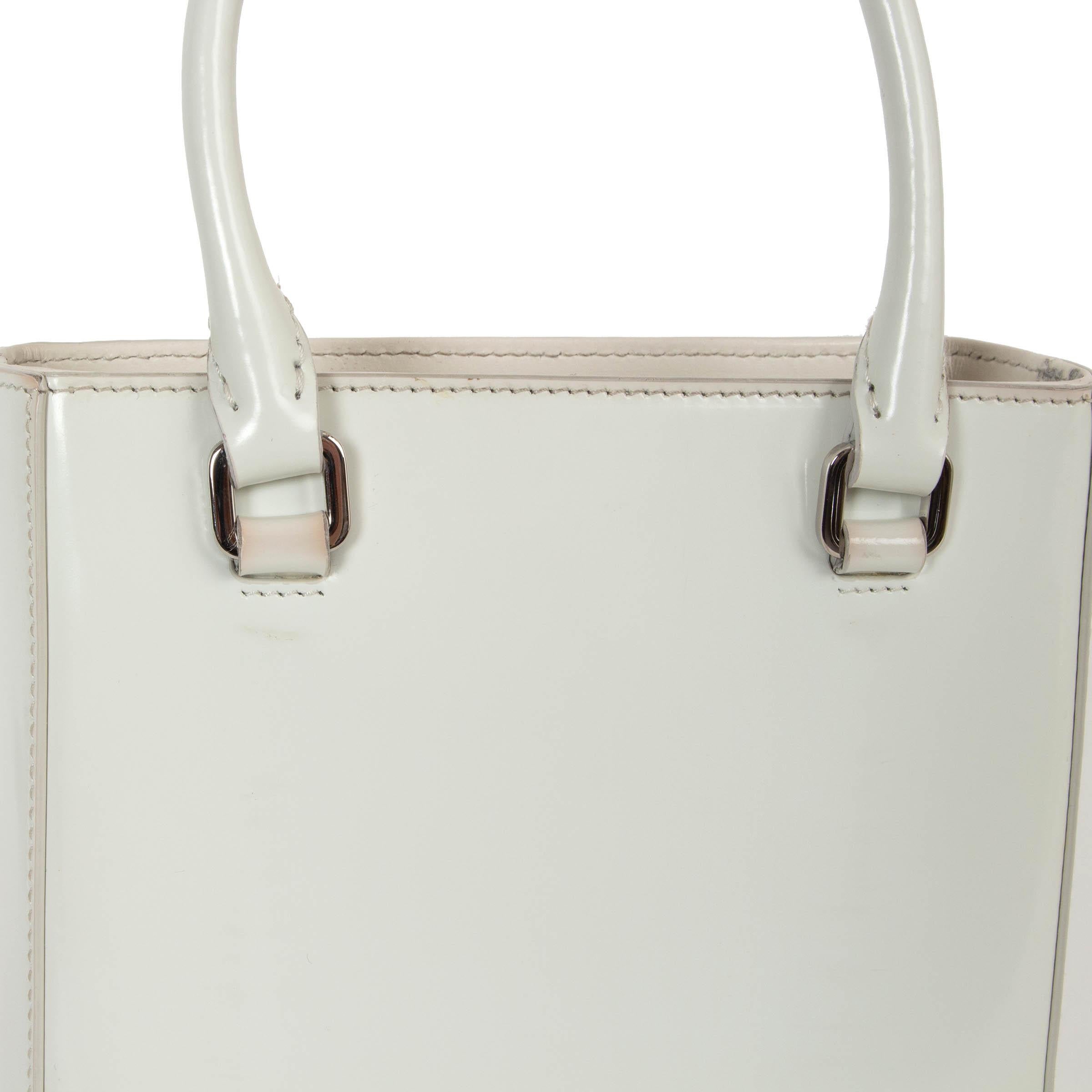 PRADA white Spazzolato leather SMALL BRUSHED TOTE Shoulder Bag For Sale 1
