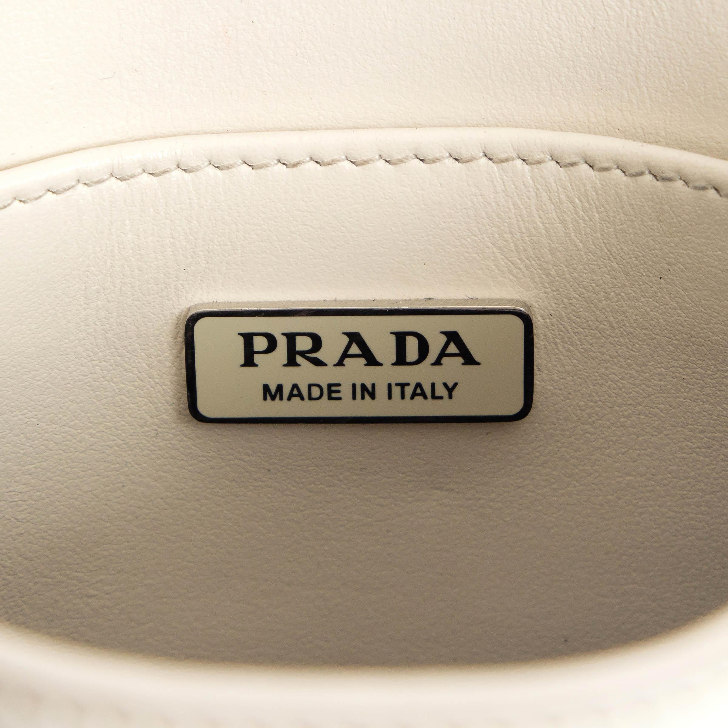 PRADA white Spazzolato leather SMALL BRUSHED TOTE Shoulder Bag For Sale 3
