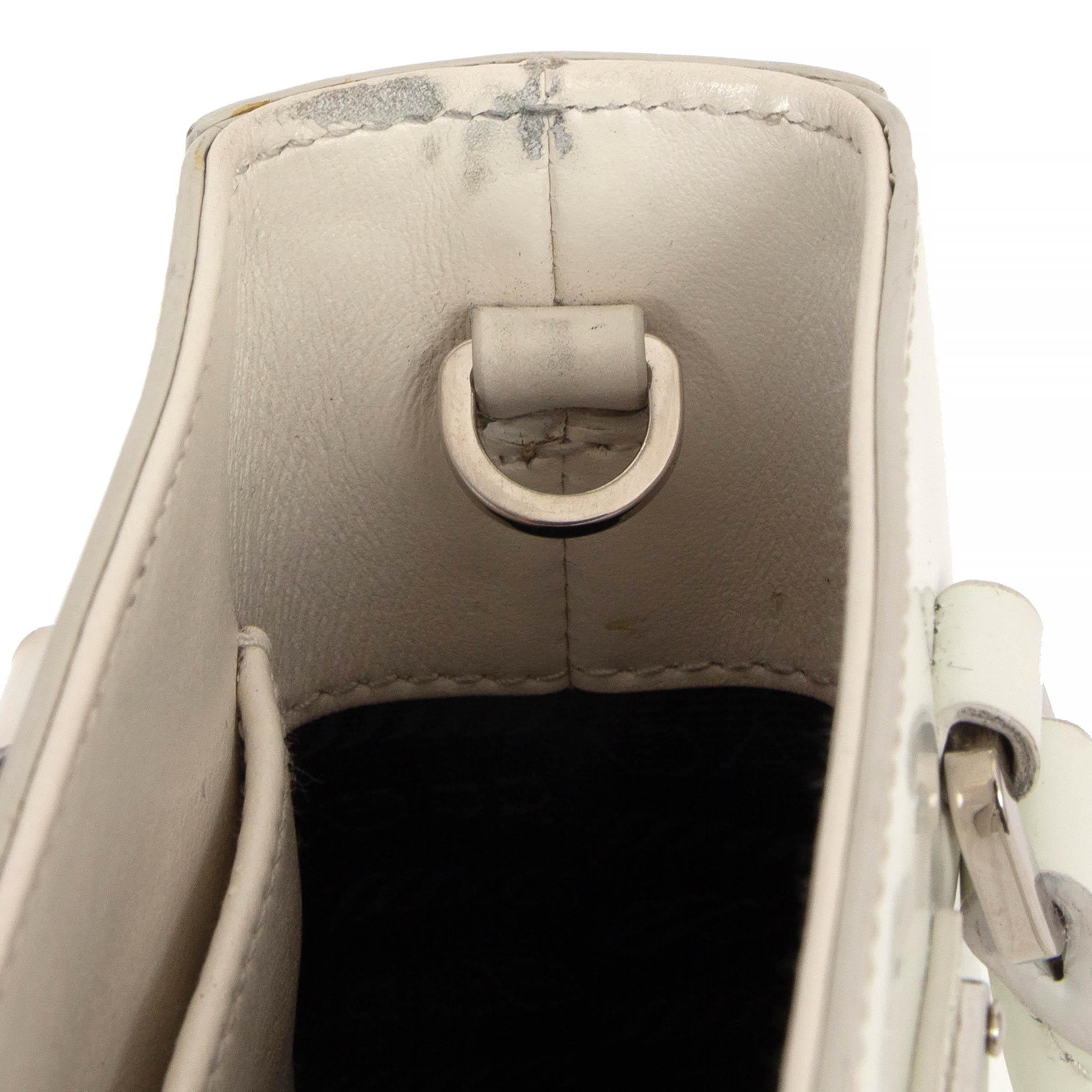 PRADA white Spazzolato leather SMALL BRUSHED TOTE Shoulder Bag For Sale 4
