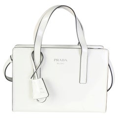 Prada White Spazzolato Mini Re-Edition 1995 Double Handle Bag