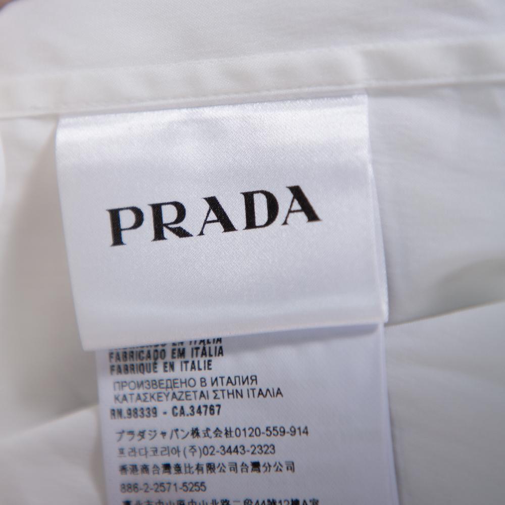 Prada White Stretch Cotton Button Front Shirt M For Sale at 1stDibs