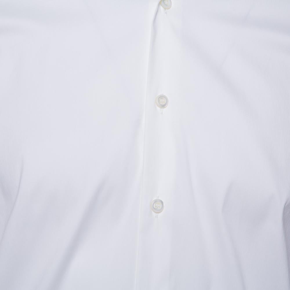 Gray Prada White Stretch Cotton Button Front Shirt M