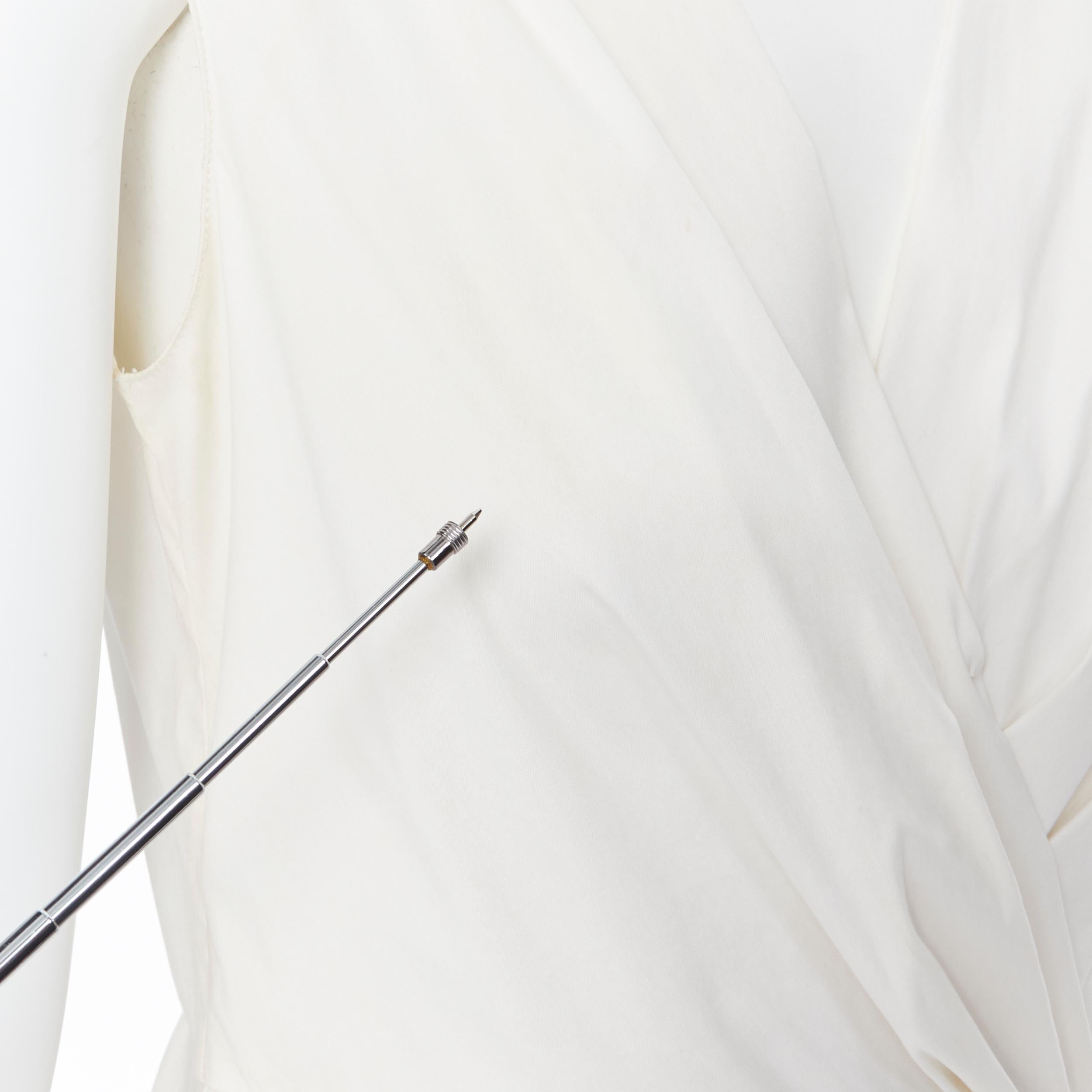 PRADA white stretch cotton draped pleated crossover sleeveless top IT42 6
