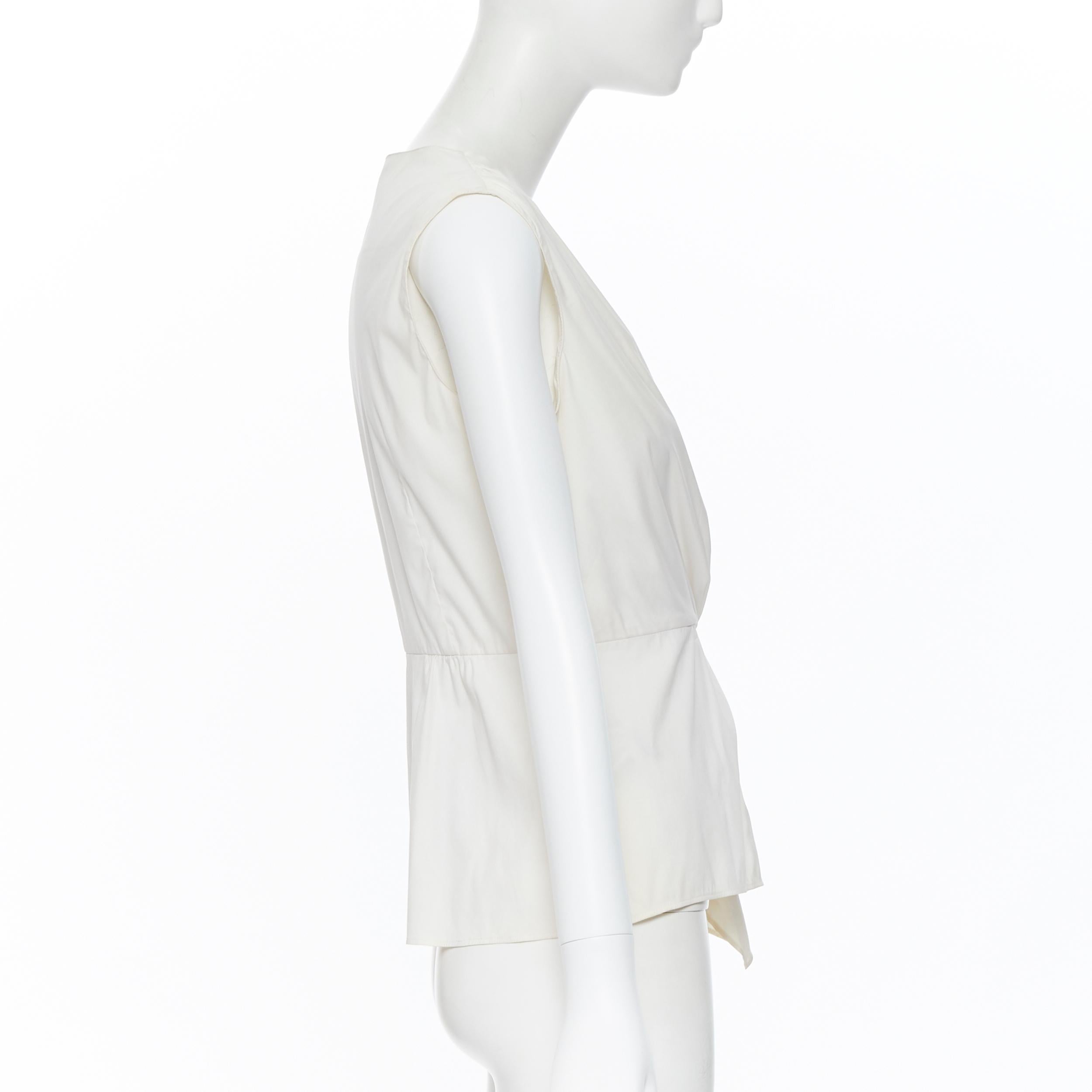 PRADA white stretch cotton draped pleated crossover sleeveless top IT42 1